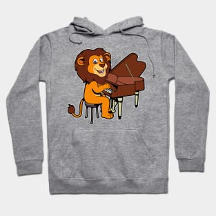 Cartoon lion playing the piano Hoodie